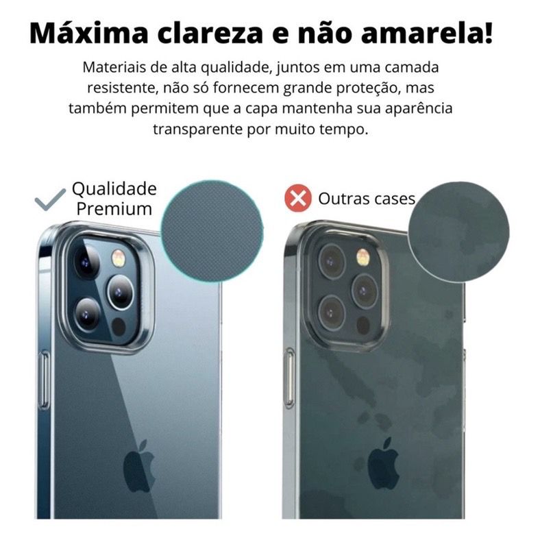 Capa acrílico transparente Para iPhone XR/11/12/12PROMAX/13/13PROMAX