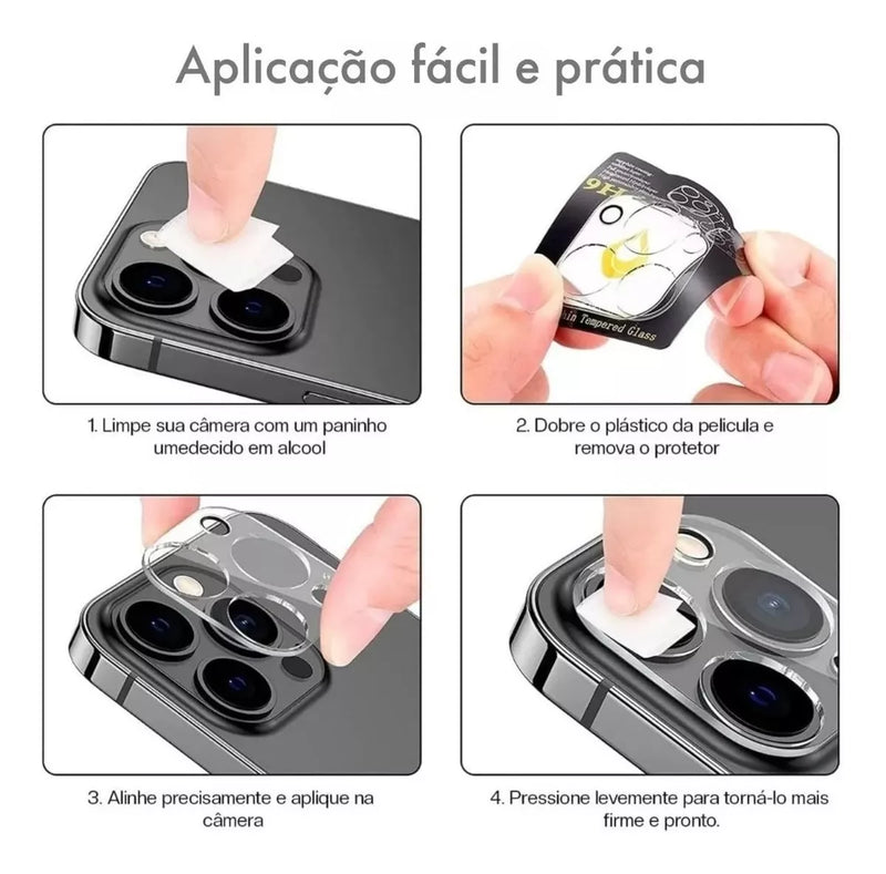 4 unidades de vidro temperado protetor de câmera