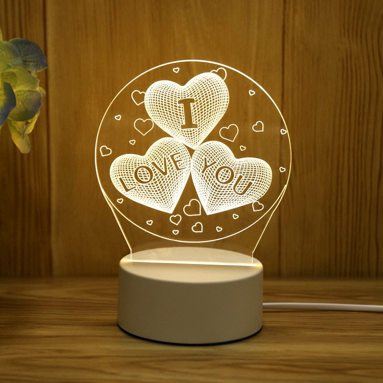 Decoração com luz noturna 3D